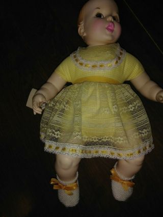 Vintage Gerber 17 Inch Baby Doll - 1979 Atlanta Novelty,  Yellow Dress And Bib