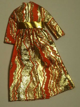 Vintage BARBIE - GOLDSWINGER 1494 - Gold & Orange Zig Zag Coat w/ Belt 2