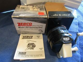 Vintage Zebco 202 Spincast Reel With Box And Papers