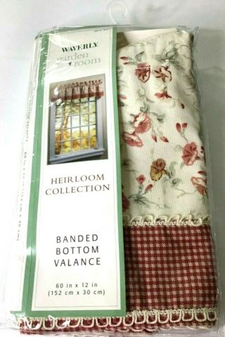 Waverly Garden Room Vintage Rose Banded Bottom Valance 58 " X 12 " Heirloom Collec