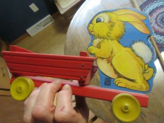 Antique Wood Pull Toy Fischer Price East Aurora NY Rabbit 2