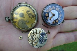 Antique/vintage Three Military/trench Type Wrist Watches,  Silver Case/ingersoll