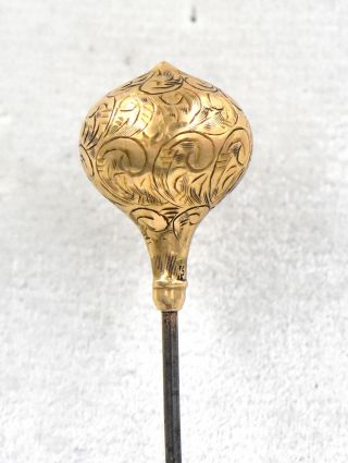 Antique Victorian Baroque Hat Pin 8.  75 " Long Gold Fill Hot Air Balloon Signed