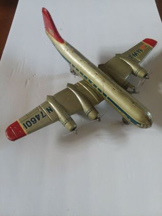 Large 19 " Inch " Alps " Nwa Northwest Antique Tin Toy Airplane Japan Friction L@@k