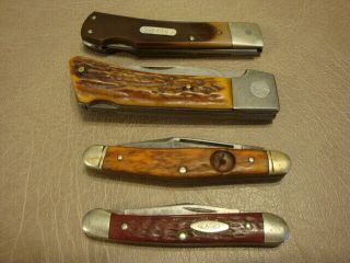 4 Folding Pocket Knives Case 62109,  Schrade 50t,  Boker 8588,  Lile Parts/repair