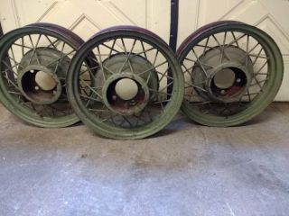 Antique Or Classic Car - 17 " Wire Spoke Wheels - Set Of 3