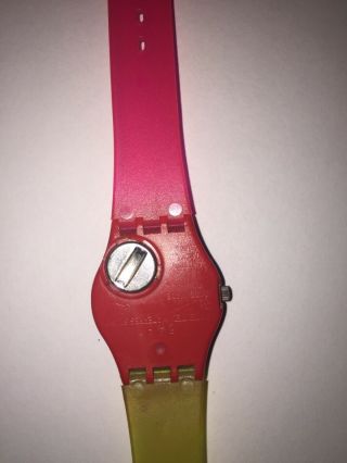 Vintage 80s Neon Plaid Swiss Wrist Swatch Watch Bracelet Needs battery NR 6