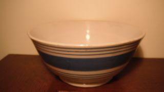 2 Antique Blue and White Striped Mocha ware Bowls from England 4
