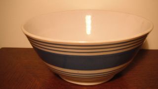 2 Antique Blue and White Striped Mocha ware Bowls from England 5