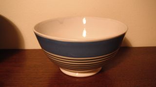 2 Antique Blue and White Striped Mocha ware Bowls from England 6