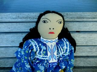Vintage Native American Doll Of San Carlos w Cradleboard & Baby w Beaded Jewelry 7