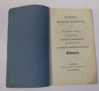 Antique Classical Music Opera Programme Liverpool Musical Festival 7 Octob 1830