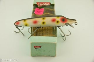 Heddon Dowagiac Wood Vamp Vintage Lure Correct Box Strawberry Spot Et14