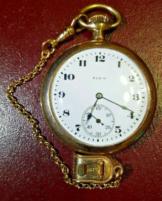 Antique 1900 ' s Elgin Gold Pocket Watch with 5 
