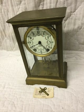 Antique Seth Thomas Empire Crystal Regulator No 5 Time & Strike Mantel Clock