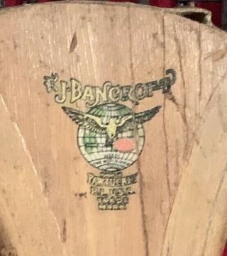 Antique FJ Bancroft Brand Tilt Head Lopsided Style Court Tennis Racket Early Old 3