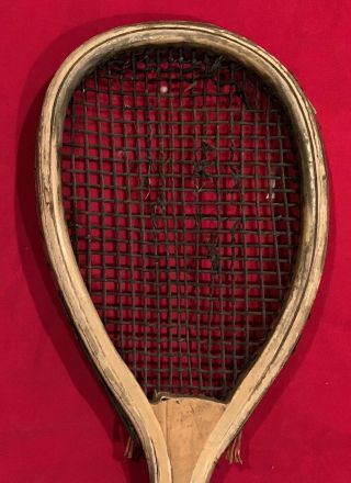 Antique FJ Bancroft Brand Tilt Head Lopsided Style Court Tennis Racket Early Old 6