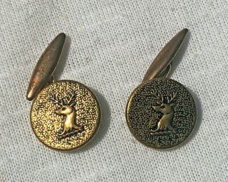 Vintage Early Deer Stag Elk Cufflinks Cuff Buttons