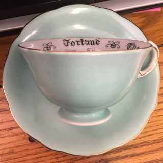 Rare Fortune Telling Tea Cup And Saucer.  Similar To Royal Aynsley Knowledge Cup