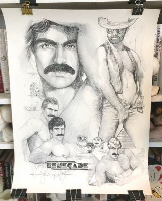Gay: Vintage 1984 Male Nude Homoerotic 19x23 Art Poster Renegade Signed/numbered