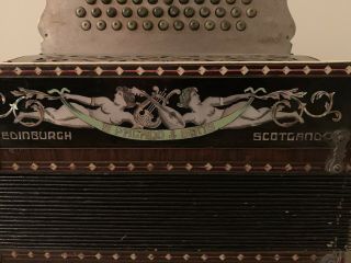 Antique Accordion S.  Pagano & Sons Edinburgh Scotland 1900s Cool Inlay Marquetry 5