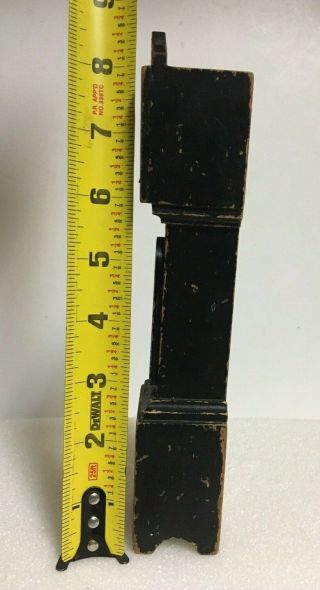 Antique Miniature Dollhouse Black Wooden Grandfathers Clock Hand Painted 4