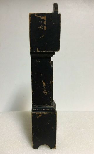 Antique Miniature Dollhouse Black Wooden Grandfathers Clock Hand Painted 6