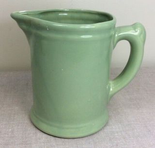 Antique Vtg Green Pottery Ceramic Pitcher Vase Decor Handle Water Milk Ironstone