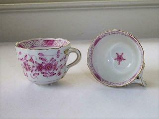 2 Antique Meissen Pink/purple Indian Demitasse Cups Only First Quality