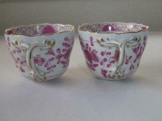 2 ANTIQUE MEISSEN PINK/PURPLE INDIAN DEMITASSE CUPS ONLY FIRST QUALITY 3