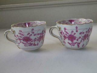 2 ANTIQUE MEISSEN PINK/PURPLE INDIAN DEMITASSE CUPS ONLY FIRST QUALITY 4