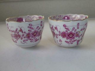 2 ANTIQUE MEISSEN PINK/PURPLE INDIAN DEMITASSE CUPS ONLY FIRST QUALITY 5