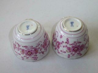 2 ANTIQUE MEISSEN PINK/PURPLE INDIAN DEMITASSE CUPS ONLY FIRST QUALITY 6