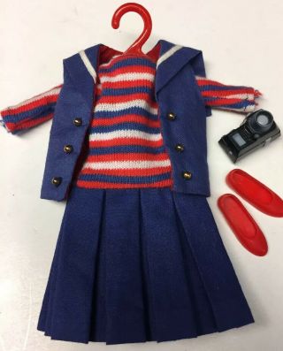 Vintage Skipper 10 Navy Style Vest Red White Blue Dress W Camera & Shoes Xlnt