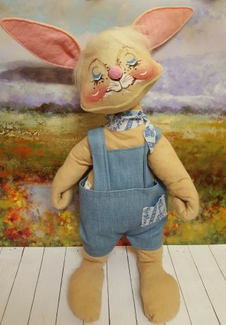 Annalee Country Bunny Rabbit,  Vintage Folk Art,  17 " W/ 6 " Ears,  Hand - Painted