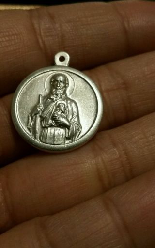 Sterling Silver Antique Saint Jude Pray For Us Medal Pendant Charm