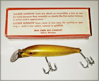 Bear Creek Golden Sucker Minnow Lure MI 1950s 2