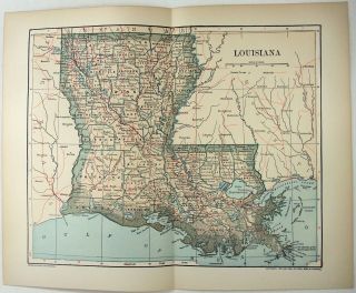1903 Dated Map Of Louisiana By Dodd Mead & Company.  Antique