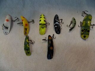 Pre Owned Vintage Helin Flatfish And Quickfish Fishing Lures 8 For One Price