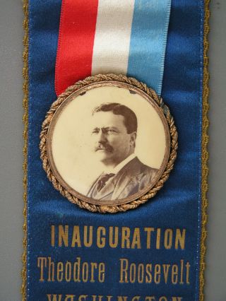 Teddy Theodore Roosevelt Ornate Inaugural Inauguration Ribbon Badge 3