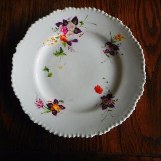 Antique Staffordshire 9 " Dinner Plate - Floral Pattern Beaded Rim - England 1820 - A