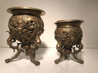 Antique Brass Pedestal Bowl / Display Bowl Stand / Claw Foot Ornate Brass Insert