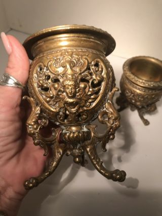 Antique Brass Pedestal Bowl / Display Bowl Stand / Claw Foot Ornate Brass Insert 2