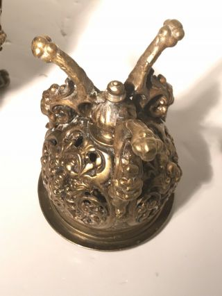 Antique Brass Pedestal Bowl / Display Bowl Stand / Claw Foot Ornate Brass Insert 3