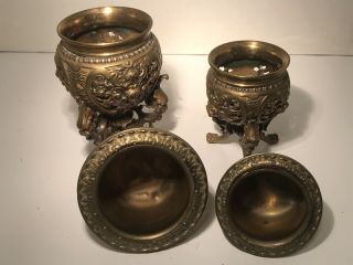 Antique Brass Pedestal Bowl / Display Bowl Stand / Claw Foot Ornate Brass Insert 4