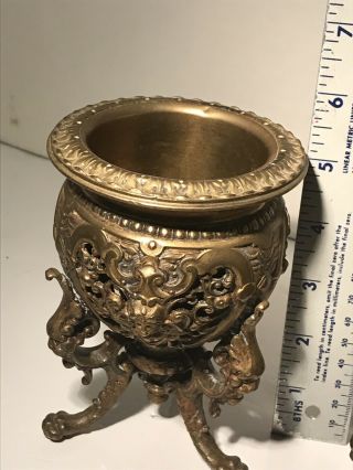 Antique Brass Pedestal Bowl / Display Bowl Stand / Claw Foot Ornate Brass Insert 8
