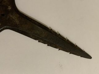 Antique 3 Tine Fish Spear Frog Gig Hand Forged Rare Barbed Handle Tang 6