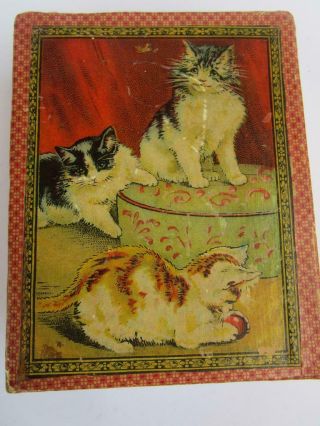 Vintage Antique Victorian Wooden Block Litho Childrens Animal Puzzle Boxed Cards