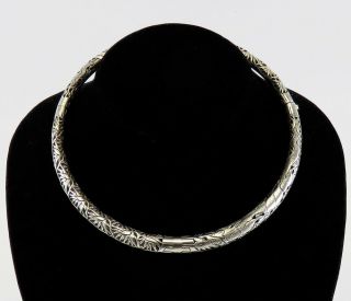 Antique Handcrafted Chinese Dragon & Bamboo Silver Choker Necklace