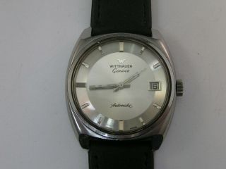 Vintage Wittnauer Geneve Automatic Watch Two Tone Silver Dial W/ Date 1960 